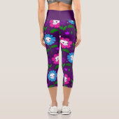 Leggings Capri halloween crâne floral fleurs pourpre (Verso)