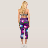 Leggings Capri halloween crâne floral fleurs pourpre (Verso)