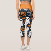 Leggings Capri Halloween éffrayant et Citrouille (Verso)