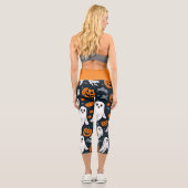 Leggings Capri Halloween éffrayant et Citrouille (Verso)