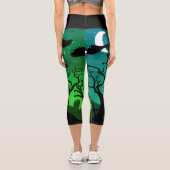 Leggings Capri Halloween néon vert et noir hanté cimetière Hallow (Verso)