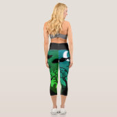 Leggings Capri Halloween néon vert et noir hanté cimetière Hallow (Verso)
