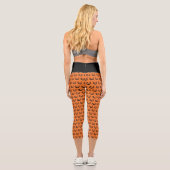 Leggings Capri Halloween orange Jack-o'-lantern effrayant (Verso)