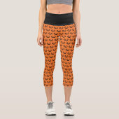 Leggings Capri Halloween orange Jack-o'-lantern effrayant (Recto)