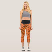 Leggings Capri Halloween orange Jack-o'-lantern effrayant (Recto)