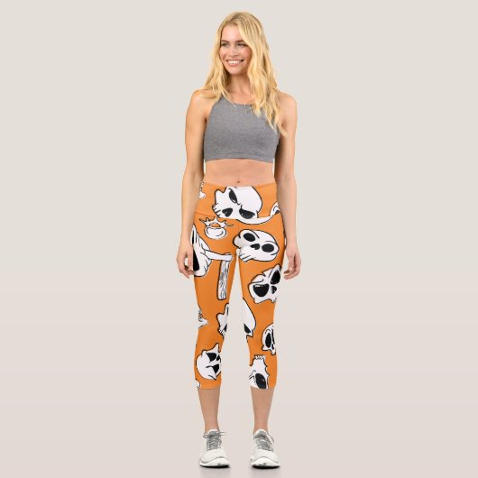 Leggings Capri Halloween Skulls Bones DoodMotif (Recto)