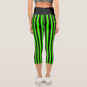 Leggings Capri Halloween Slime Green et Black Stripe (Verso)