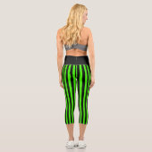 Leggings Capri Halloween Slime Green et Black Stripe (Verso)