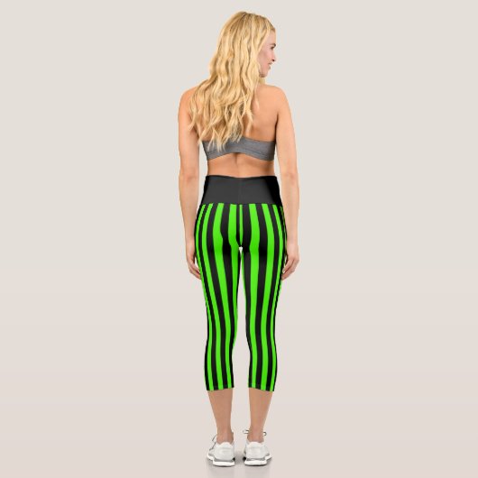 Leggings Capri Halloween Slime Green et Black Stripe (Verso)