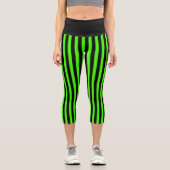Leggings Capri Halloween Slime Green et Black Stripe (Recto)