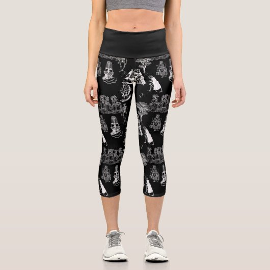 Leggings Capri halloween squelette toile rococo antique crâne (Recto)