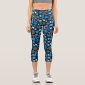 Leggings Capri Hanoukka Symboles Motif bleu (Recto)