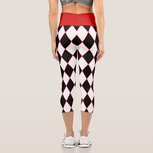 Leggings Capri harlequin blanc noir (Verso)