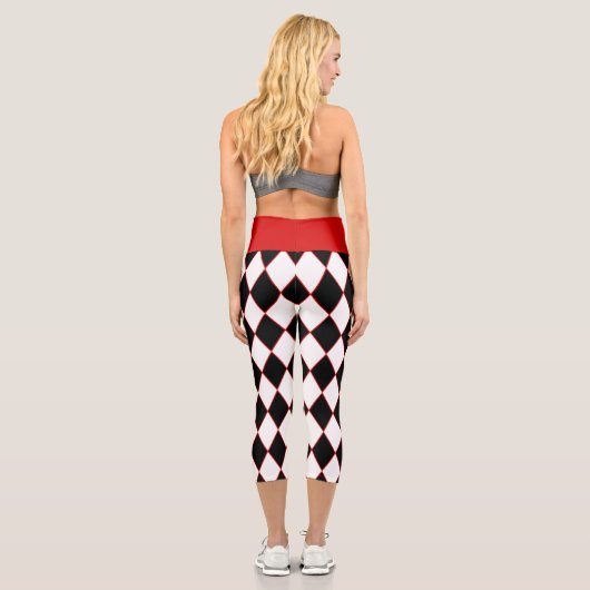 Leggings Capri harlequin blanc noir (Verso)