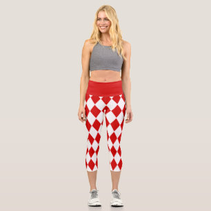 Leggings Capri harlequin blanc rouge halloween