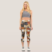 Leggings Capri Harmonie d'Automne : Motif Floral Patchwork Chaud (Recto)