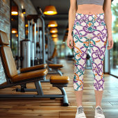 Leggings Capri Harmonie de noeud celtique - Vert et violet vif