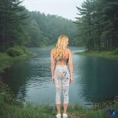 Leggings Capri Harmonie Lunaire Chic Boho - Blues Douces Et teint