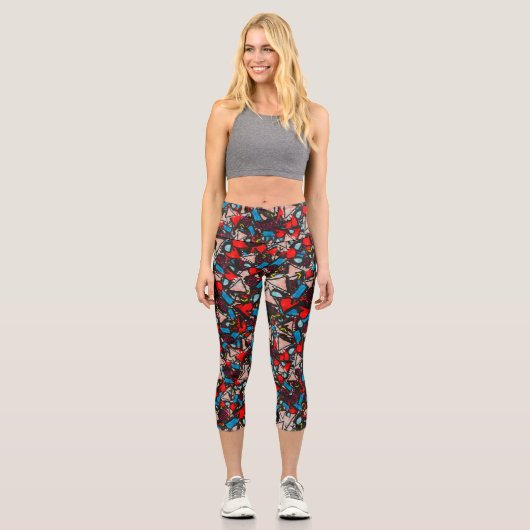 Leggings Capri Harmonieux Chaos Vibrant Design abstrait (Recto)
