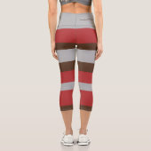 Leggings Capri Harmony Stripes Horizontal Lines Gray Red Brown (Verso)