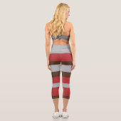 Leggings Capri Harmony Stripes Horizontal Lines Gray Red Brown (Verso)