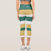 Leggings Capri Harmony Stripes Lines Green Gold White (Verso)
