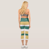Leggings Capri Harmony Stripes Lines Green Gold White (Verso)