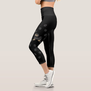 Leggings Capri Havanais noir et feu dessin animé de chien avec em