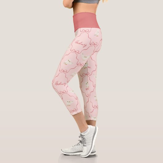 Leggings Capri Hedwig Pink Ribbon Pattern (Gauche)