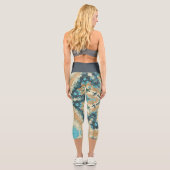 Leggings Capri Hex Mandala bleu et orange (Verso)