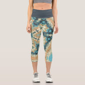 Leggings Capri Hex Mandala bleu et orange (Recto)