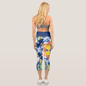 Leggings Capri Hex Mandala bleu jaune orange et vert (Verso)
