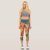 Leggings Capri Hex Mandala Bleu orange et rose (Recto)