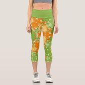 Leggings Capri Hex Mandala Green et Orange (Recto)