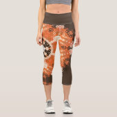 Leggings Capri Hex Mandala Orange Blanc et Brown (Recto)