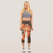 Leggings Capri Hex Mandala Orange Blanc et Brown (Recto)