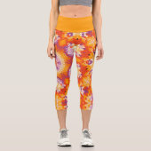 Leggings Capri Hex Mandala orange violet blanc (Recto)