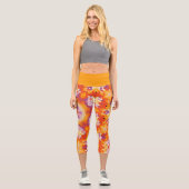 Leggings Capri Hex Mandala orange violet blanc (Recto)