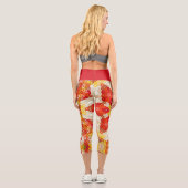 Leggings Capri Hex Mandala rouge et jaune (Verso)