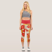 Leggings Capri Hex Mandala rouge et jaune (Recto)