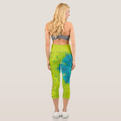 Leggings Capri Hex Mandala Vert et Bleu (Verso)