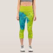 Leggings Capri Hex Mandala Vert et Bleu (Recto)