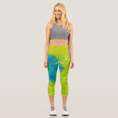 Leggings Capri Hex Mandala Vert et Bleu (Recto)