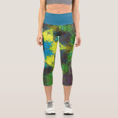 Leggings Capri Hex Mandala vert jaune et bleu (Recto)