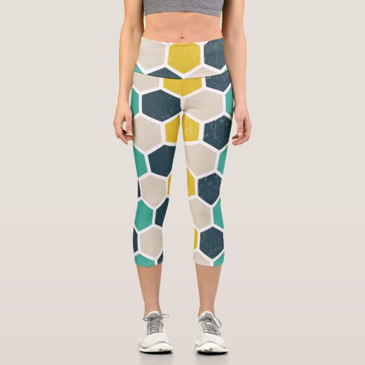 Leggings Capri Hexagonal géométrique (Recto)
