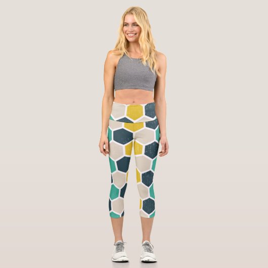 Leggings Capri Hexagonal géométrique (Recto)