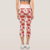 Leggings Capri Hibiscus floral rouge et rose (Verso)
