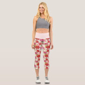 Leggings Capri Hibiscus floral rouge et rose (Recto)