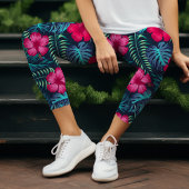 Leggings Capri Hibiscus tropical Floral