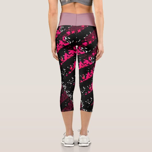 Leggings Capri High waisted capris in pink and black (Verso)